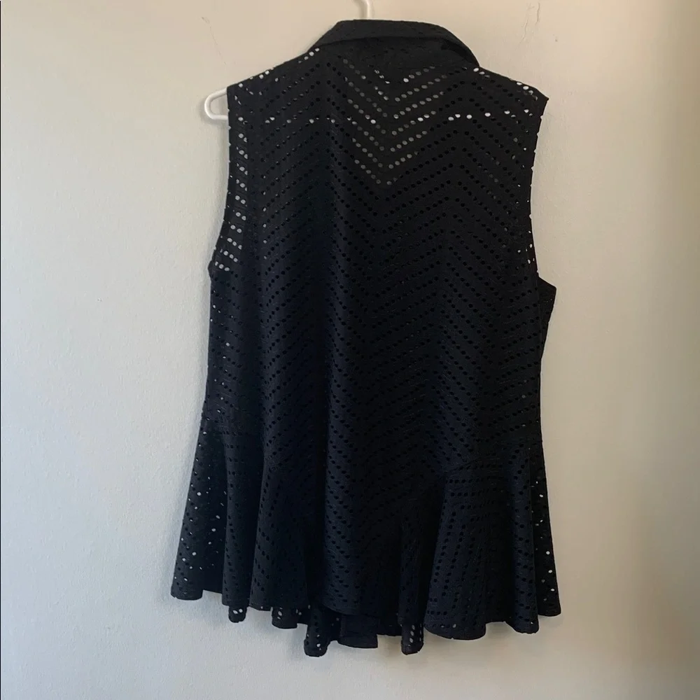 Joseph Ribkoff Black Resort Wear Sleeveless Top, Structured Collar ,Stretch - Picture 4 of 10